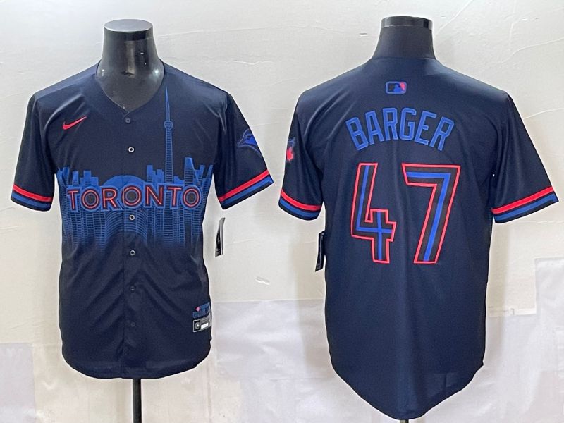 Men 2025 Toronto Blue Jays #47 Barger Black Joint Name Nike MLB Jersey style 1